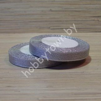 Лента-парча, ширина 12 мм,(цв.серебро) 1 метр