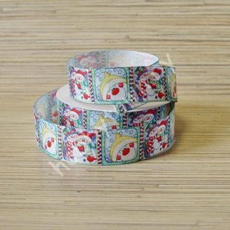 Лента репсовая 2,5см "Снеговики" отрез 1м