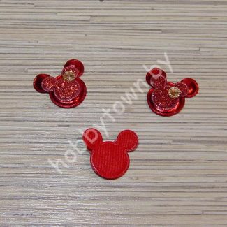 Патч с декором “Микки Маус” 3,2*3,2 см (цв. красный) 1шт.