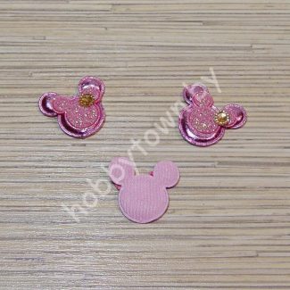 Патч с декором “Микки Маус” 3,2*3,2 см (цв. розовый) 1шт.