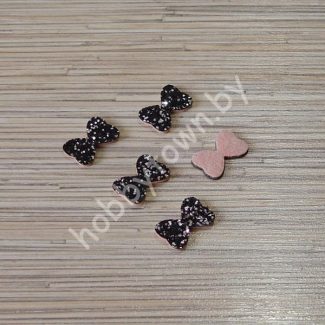 Патч с пайетками “Бантик” 2,5x1,7 см (цв. чёрный) 1шт.