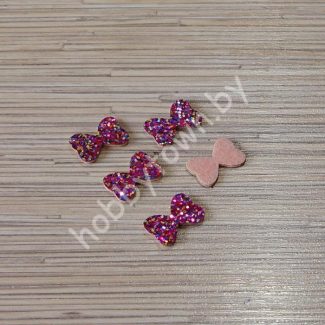 Патч с пайетками “Бантик” 2,5x1,7 см (цв. малиновый) 1шт.