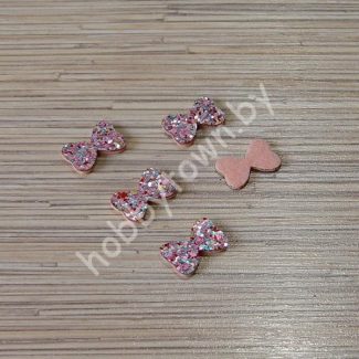 Патч с пайетками “Бантик” 2,5x1,7 см (цв. розовый) 1шт.