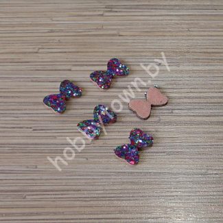 Патч с пайетками “Бантик” 2,5x1,7 см (цв. синий) 1шт.