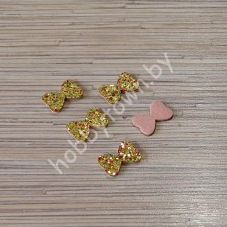 Патч с пайетками “Бантик” 2,5x1,7 см (цв. золото) 1шт.