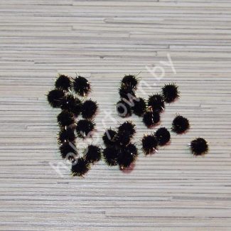 Помпоны с люрексом 1 см, (цв. чёрный) 10 шт.
