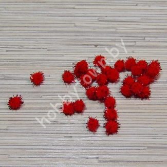 Помпоны с люрексом 1 см, (цв. красный) 10 шт.