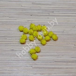 Помпоны с люрексом 1 см, (цв. жёлтый) 10 шт.