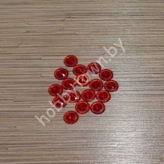 Стразы Круг-декор 14 мм (цв. красный) 1шт.