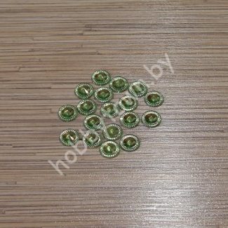 Стразы Круг-декор 14 мм (цв. салатовый) 1шт.