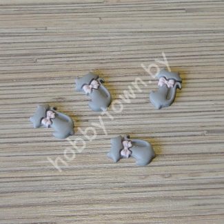 Кабошон Котик пластик 25 мм (цв. серый) 1шт.