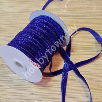 Лента бархатная с люрексом 1см (цв.синий) 1 метр