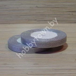 Лента-парча, ширина 10 мм,(цв.серебро) 1 метр