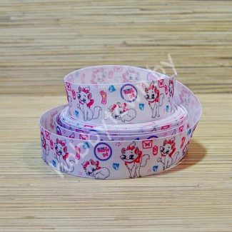 Лента репсовая 2,5см "Кошечка Мари" отрез 1м