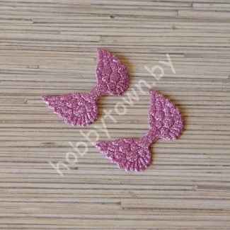 Патч глиттерный Крылья большие 45x30 мм (цв. розовый) 1шт.