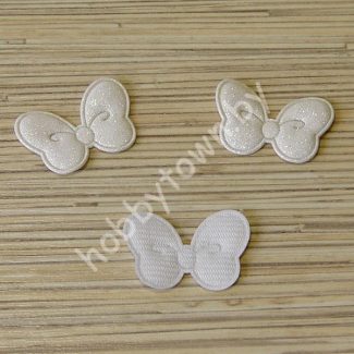 Патч с глиттером Бантик 25х40мм (цв.белый) 1шт.