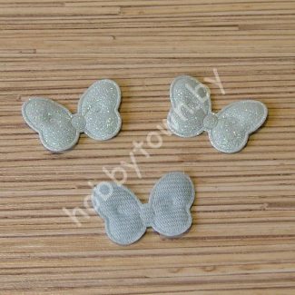 Патч с глиттером Бантик 25х40мм (цв.голубой) 1шт.