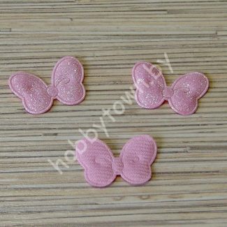 Патч с глиттером Бантик 25х40мм (цв.светло-розовый) 1шт.