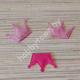 Патч с глиттером Корона 27х33мм (цв.тёмно-розовый) 1шт.