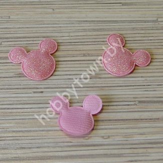 Патч с глиттером Микки 30х35мм (цв.алый) 1шт.