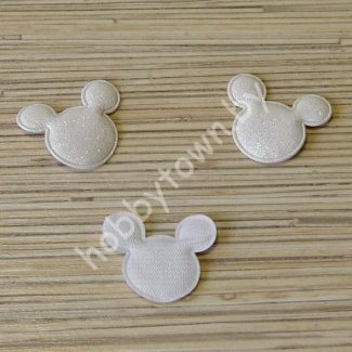 Патч с глиттером Микки 30х35мм (цв.белый) 1шт.
