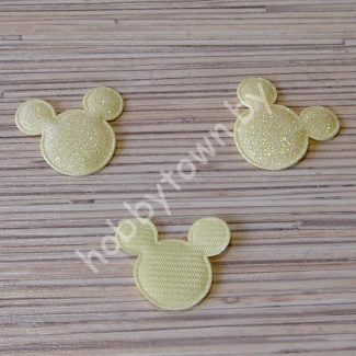 Патч с глиттером Микки 30х35мм (цв.лимонный) 1шт.