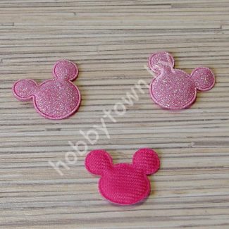 Патч с глиттером Микки 30х35мм (цв.тёмно-розовый) 1шт.
