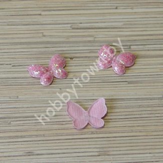Патч с глиттером перламутр Бабочка 25х30мм (цв.розовый) 1шт.