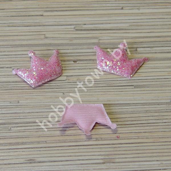 Патч с глиттером перламутр Корона 28х44мм (цв.розовый) 1шт.