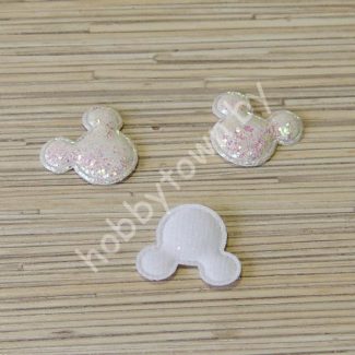 Патч с глиттером перламутр Микки 30х35мм (цв.белый) 1шт.