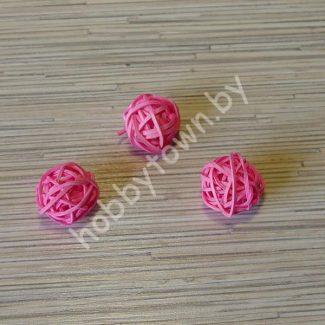 Шарик из ротанга, 3см. (цв. розовый) 1 шт.