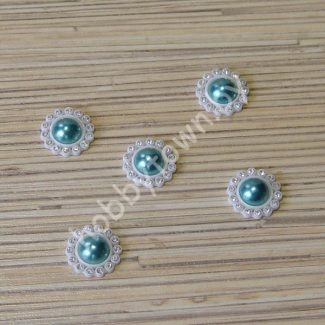 Кабошон-серединка со стразами 18 мм (цв. бирюзовый) 1шт.