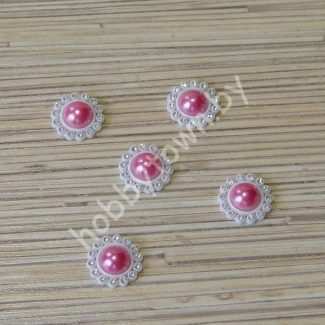 Кабошон-серединка со стразами 18 мм (цв. фуксия) 1шт.