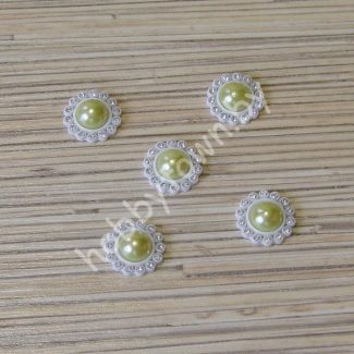 Кабошон-серединка со стразами 18 мм (цв. лимонный) 1шт.