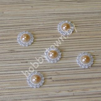 Кабошон-серединка со стразами 18 мм (цв. персиковый) 1шт.