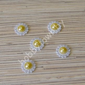 Кабошон-серединка со стразами 18 мм (цв. жёлтый) 1шт.