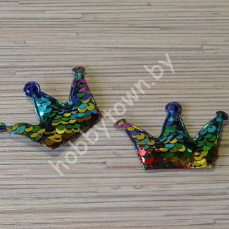 Патч 3D, с двухсторонними пайетками "Корона” 6x4 см (цв. разноцветный) 1шт.