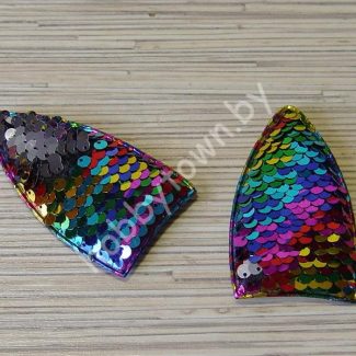 Патч 3D, с двухсторонними пайетками "Ушки вытянутые” 8x4,5 см (цв. разноцветный) 1шт.