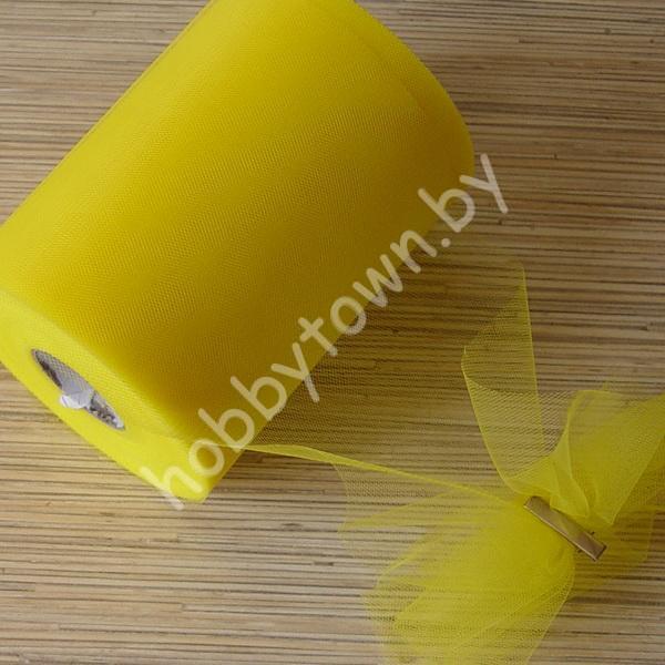 Фатин средней жёсткости, ширина 15 см, отрез 1 метр, цв. лимонный