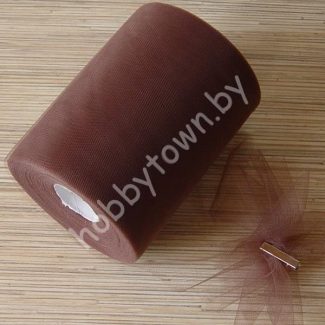 Фатин средней жёсткости, ширина 15 см, отрез 1 метр, цв. шоколадный