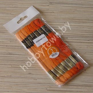 Нитки мулине "Цветик-семицветик" 10м набор 7 мотков (цв.№-2-оранжевый лепесток)