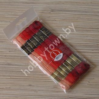 Нитки мулине "Цветик-семицветик" 10м набор 7 мотков (цв.№-3-красный лепесток)