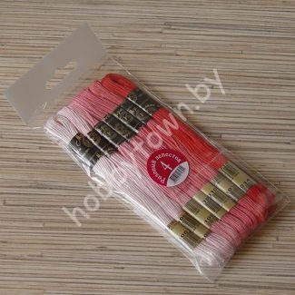 Нитки мулине "Цветик-семицветик" 10м набор 7 мотков (цв.№-4-розовый лепесток)