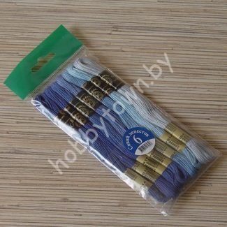 Нитки мулине "Цветик-семицветик" 10м набор 7 мотков (цв.№-6 синий лепесток)