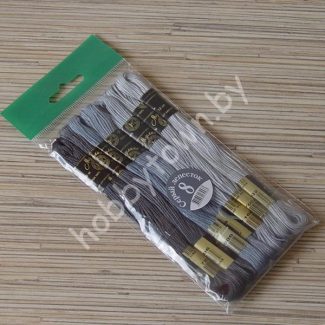 Нитки мулине "Цветик-семицветик" 10м набор 7 мотков (цв.№-8-серый лепесток)