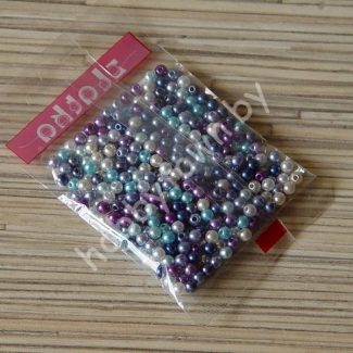 Бусины пластиковые под жемчуг 4 мм (цв.ассорти 08), 10гр.