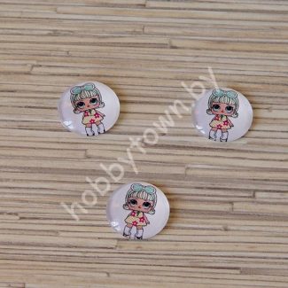 Кабошон Куколка -25, 25 мм (стекло) 1шт.