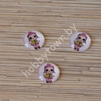 Кабошон Куколка -26, 25 мм (стекло) 1шт.