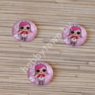 Кабошон Куколка -5, 25 мм (стекло) 1шт.