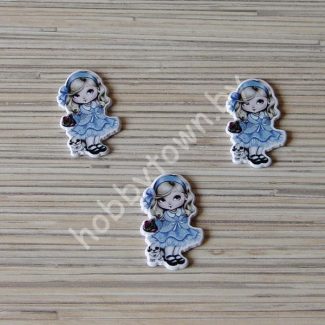 Кабошон акриловый Ученица-2 39x24 мм 1шт. (цв. синий)